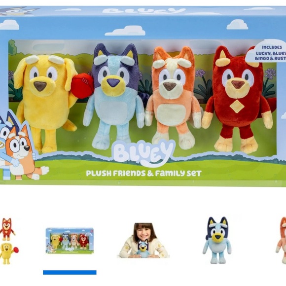 Bluey Plush Friends Set Value Box, Includes Bluey, Bingo, Lucky and Rusty - Picture 2 of 8